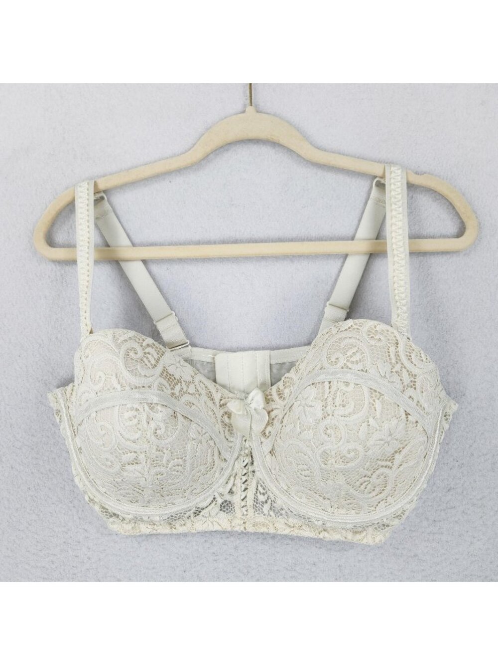 Adore Me Bra Womens 38DDD Cream Lace Longline Padded Underwire Convertible